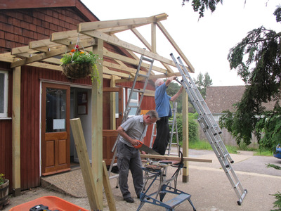 constructing the porch